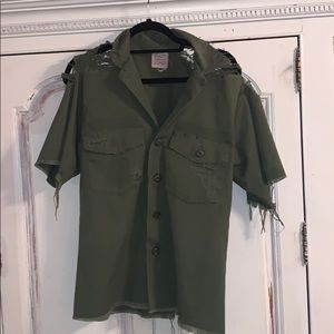 Lf distressed button up